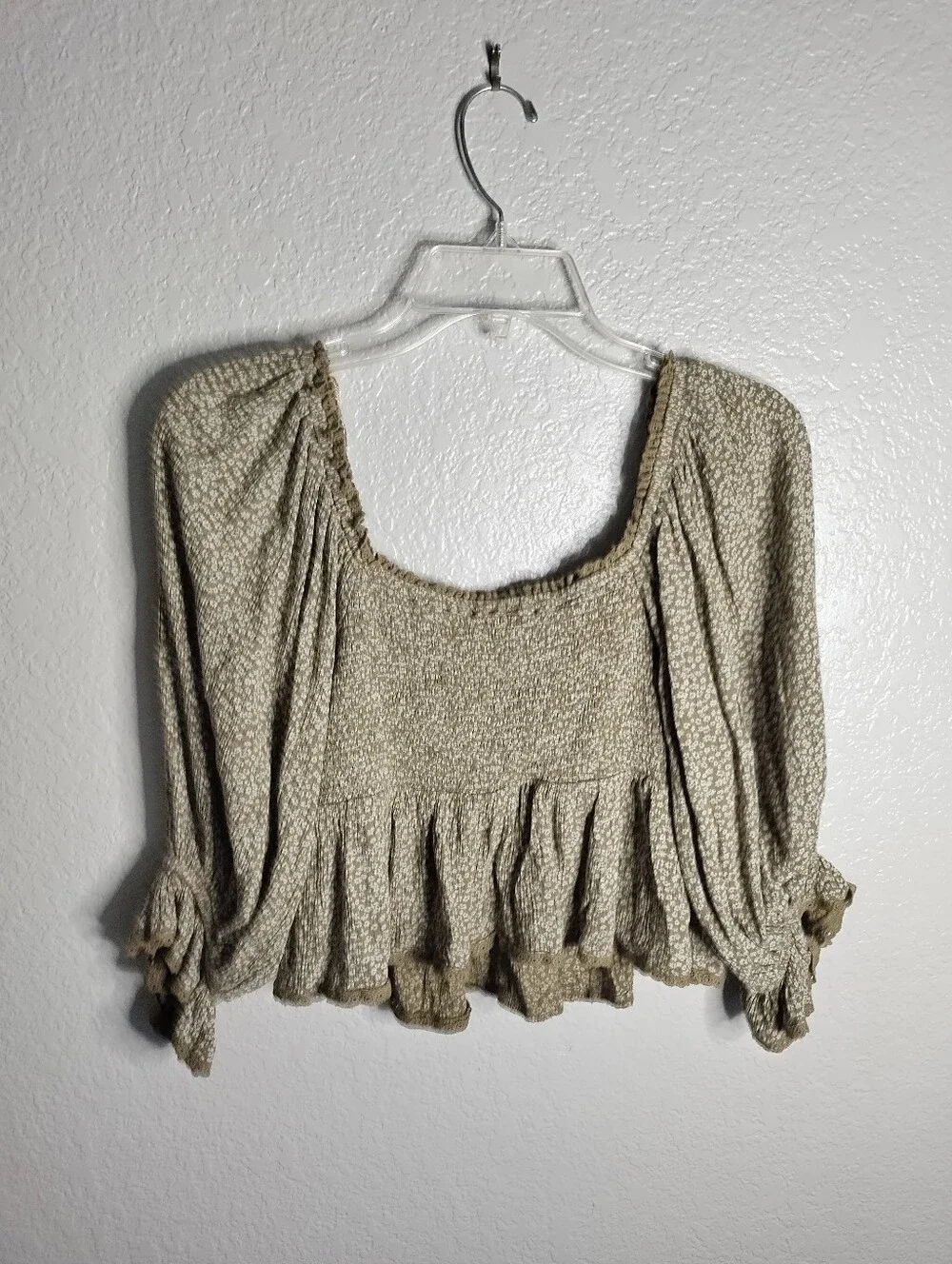 Free People Brittnee Print Smacked Peplum Top Sz Xs
